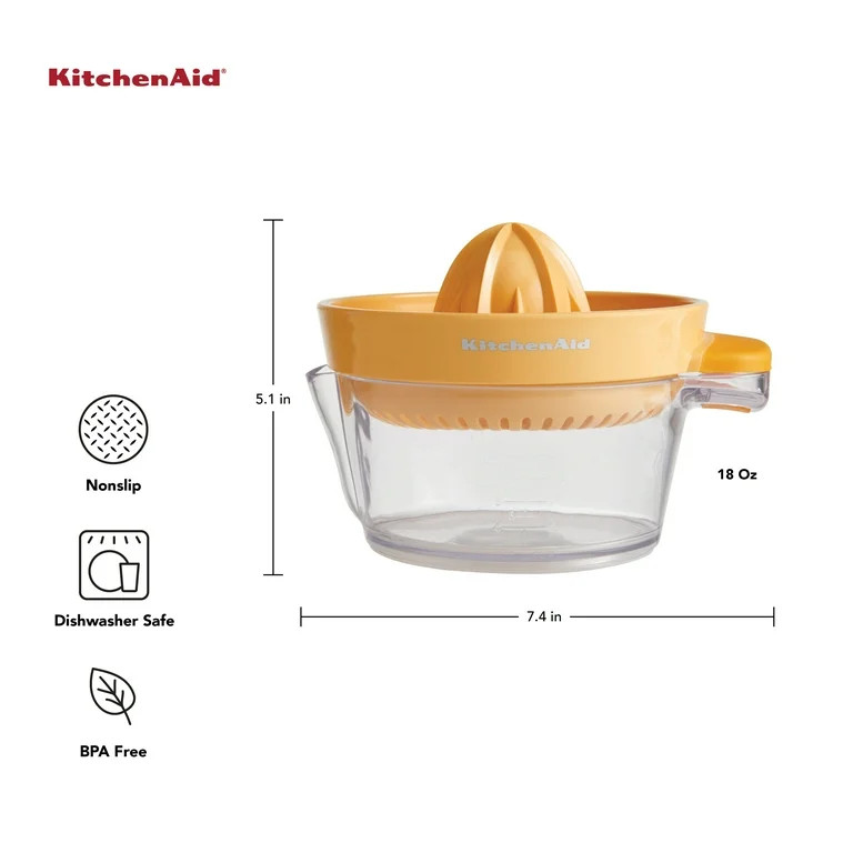 Kitchenaid 18 Ounce Dishwasher Safe Citrus Juicer in Buttercup Tangerine Orange | Walmart (US)