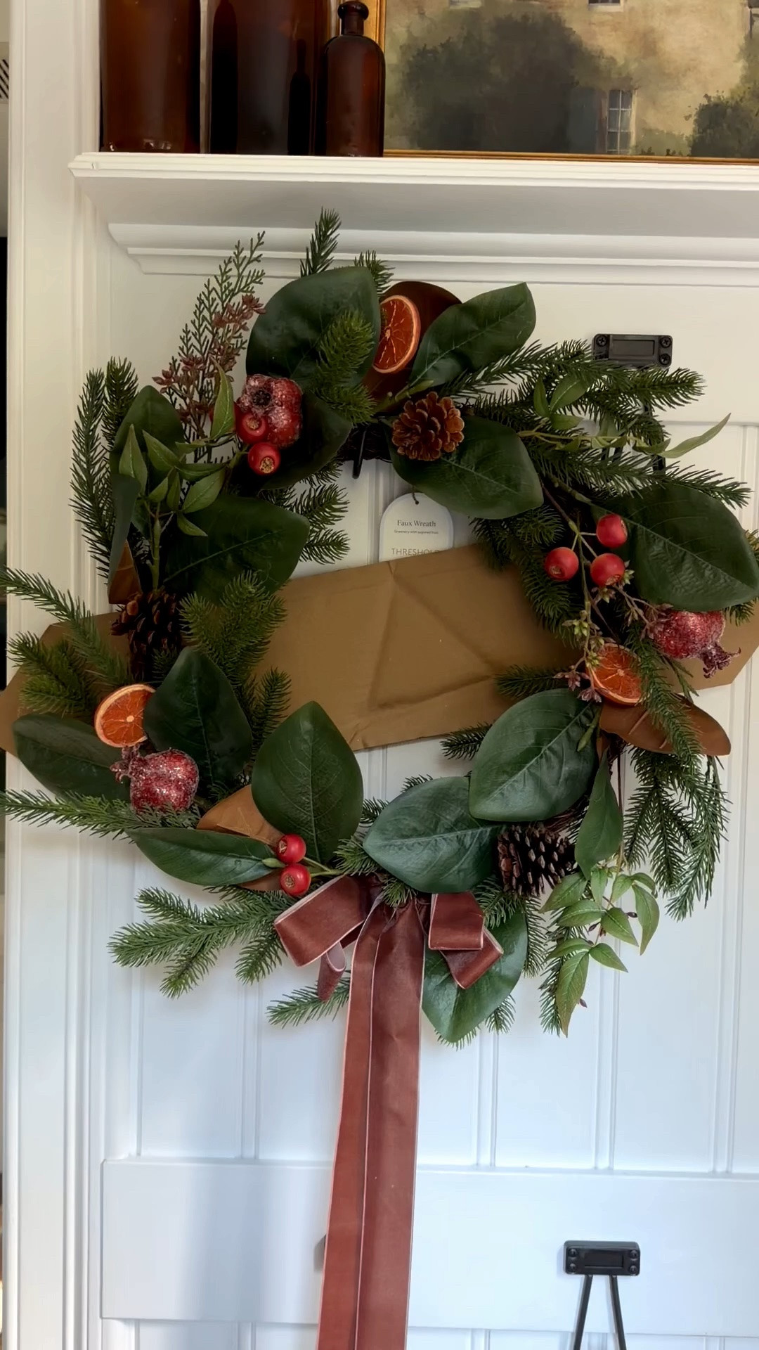 This wreath from the new Studio McGee Christmas collection arrived in the mail and it’s beautiful! #targetambassador