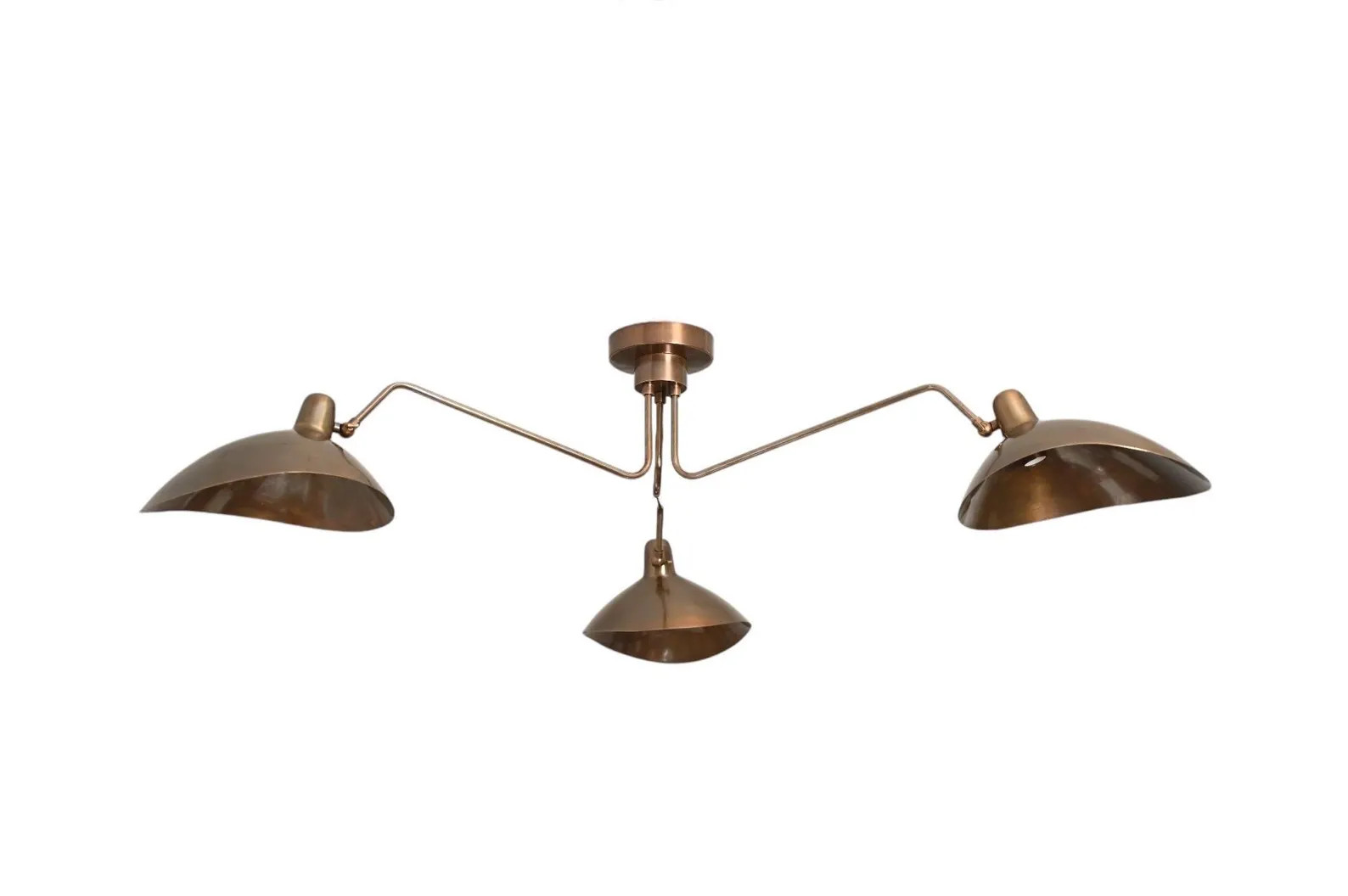 3 Light Curved Mid Century Modern Raw Brass Sputnik chandelier light Fixture | Etsy (US)