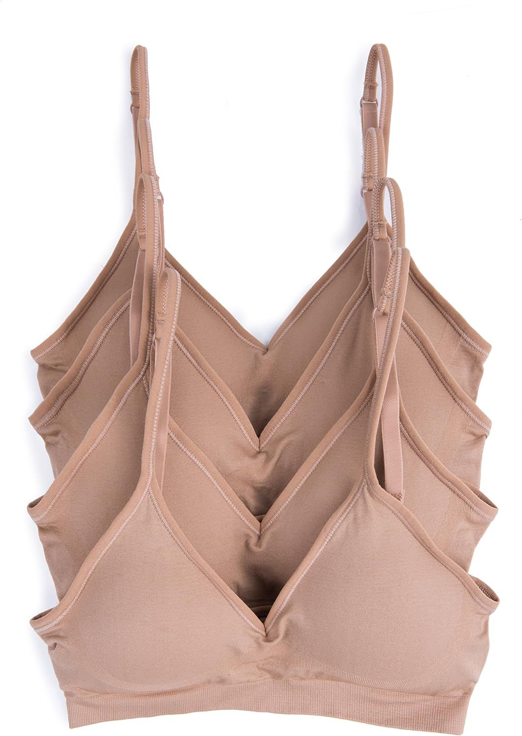 Caramel Cantina 4 Pack V Neck Padded Bralette Adjustable Straps | Amazon (US)