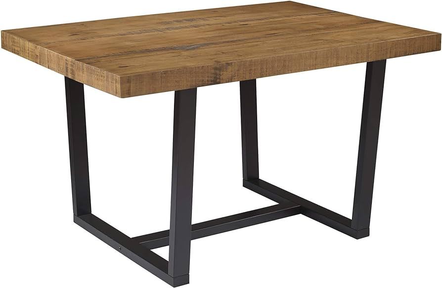 Walker Edison Andre Modern Solid Wood Dining Table, 52 Inch, Rustic Oak | Amazon (US)