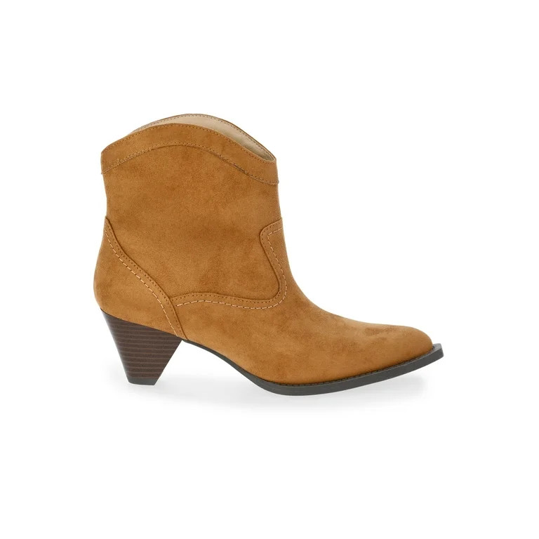 Time and True Women's Faux Suede Cone Heel Booties | Walmart (US)
