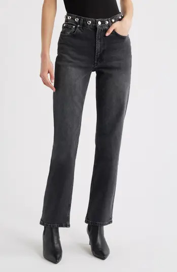 Topanga Studded High Waist Straight Leg Jeans | Nordstrom