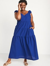 Tiered Seersucker All-Day Maxi Dress for Women | Old Navy (US)