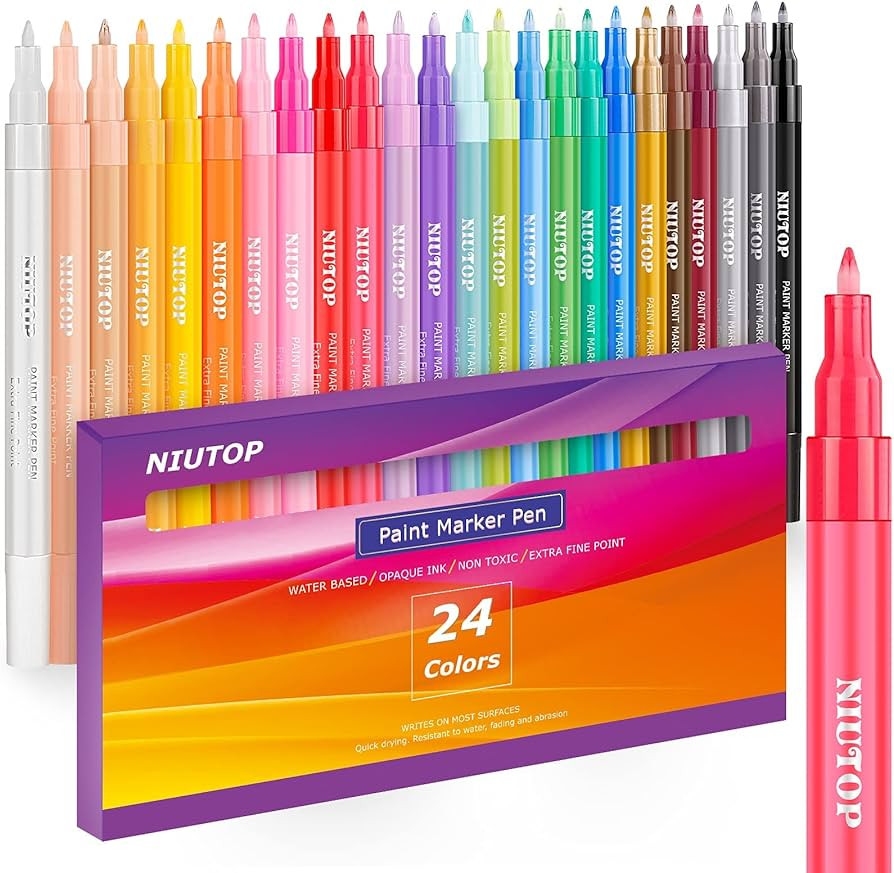 Acrylic Paint Pens for Rock Painting, 24 Classic Colors Paint Markers for Stone, Ceramic, Easter ... | Amazon (US)