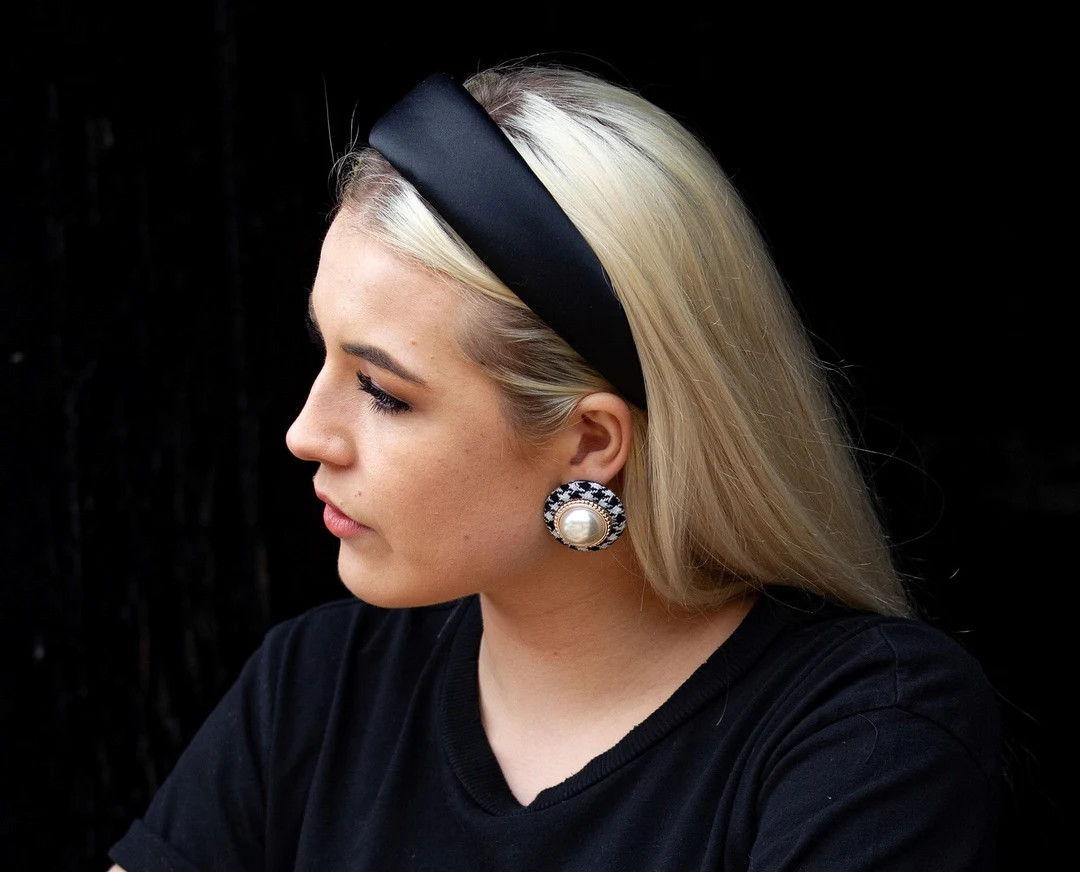 Black Satin Wide Padded Headband, Alice Band, 4 cms wide with 1 cm padding - Stunning! | Etsy (US)