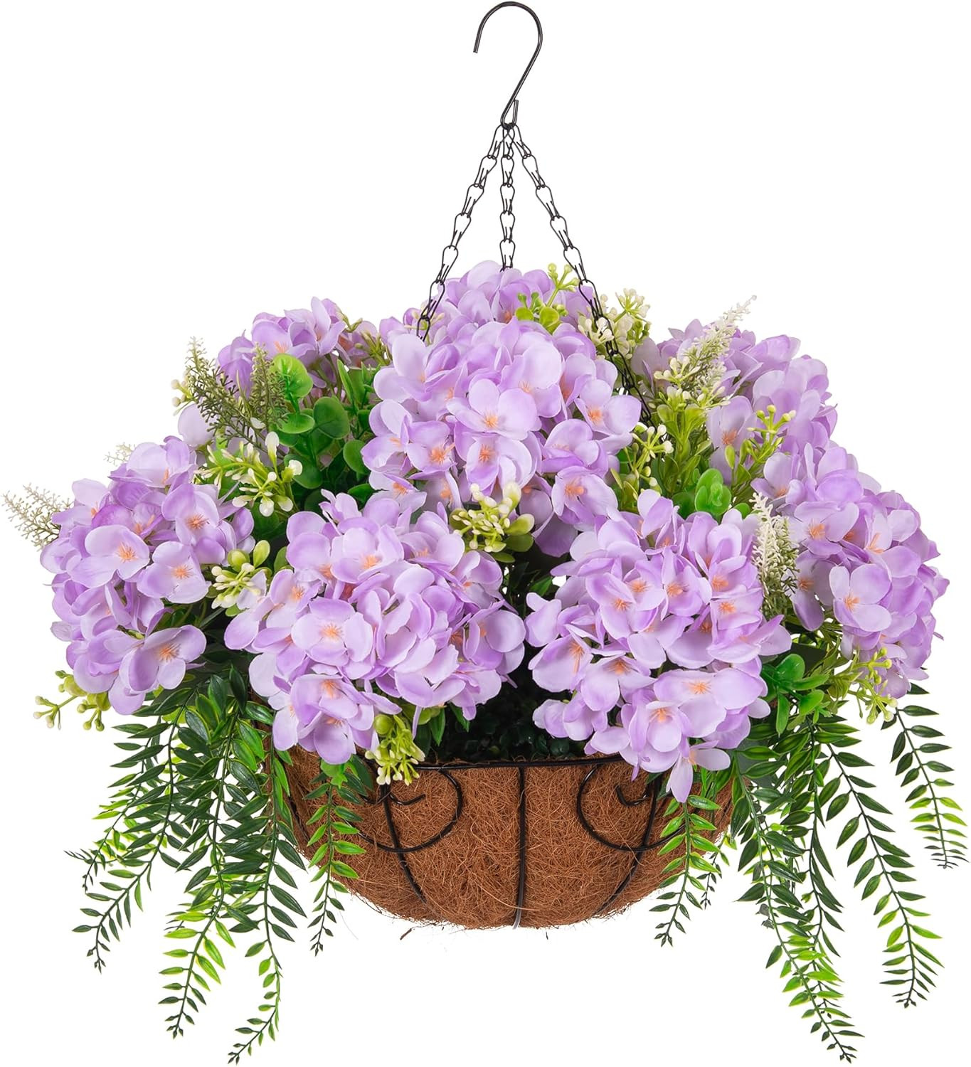 Artificial Flowers in Hanging Basket Planter for Home Spring Summer Decoration, Silk Hydrangea Ou... | Amazon (US)