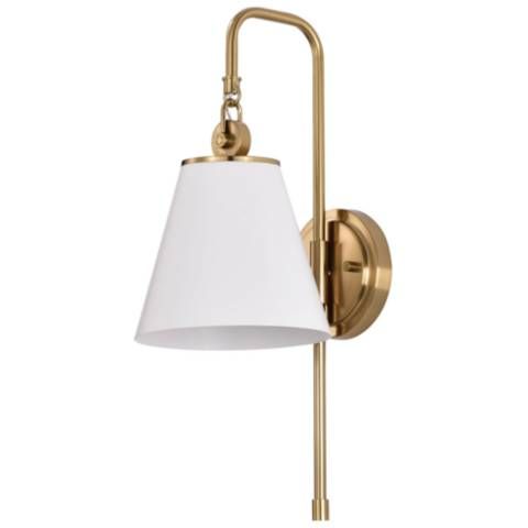 Dover; 1 Light; Wall Sconce; White with Vintage Brass - #148R5 | Lamps Plus | Lamps Plus