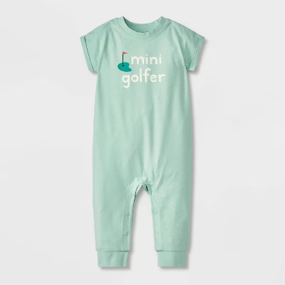 Baby Girls' Mini Golfer Romper - Cat & Jack™ Light Green | Target