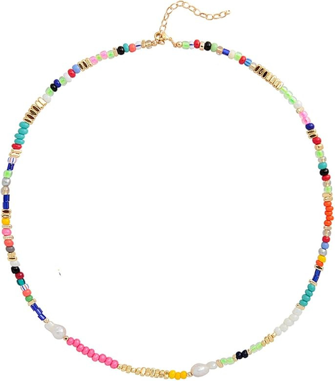 Wellike Colorful Beaded Necklace for Women Freshwater Beaded Pearl Choker Necklace Evil Eye Pearl... | Amazon (US)