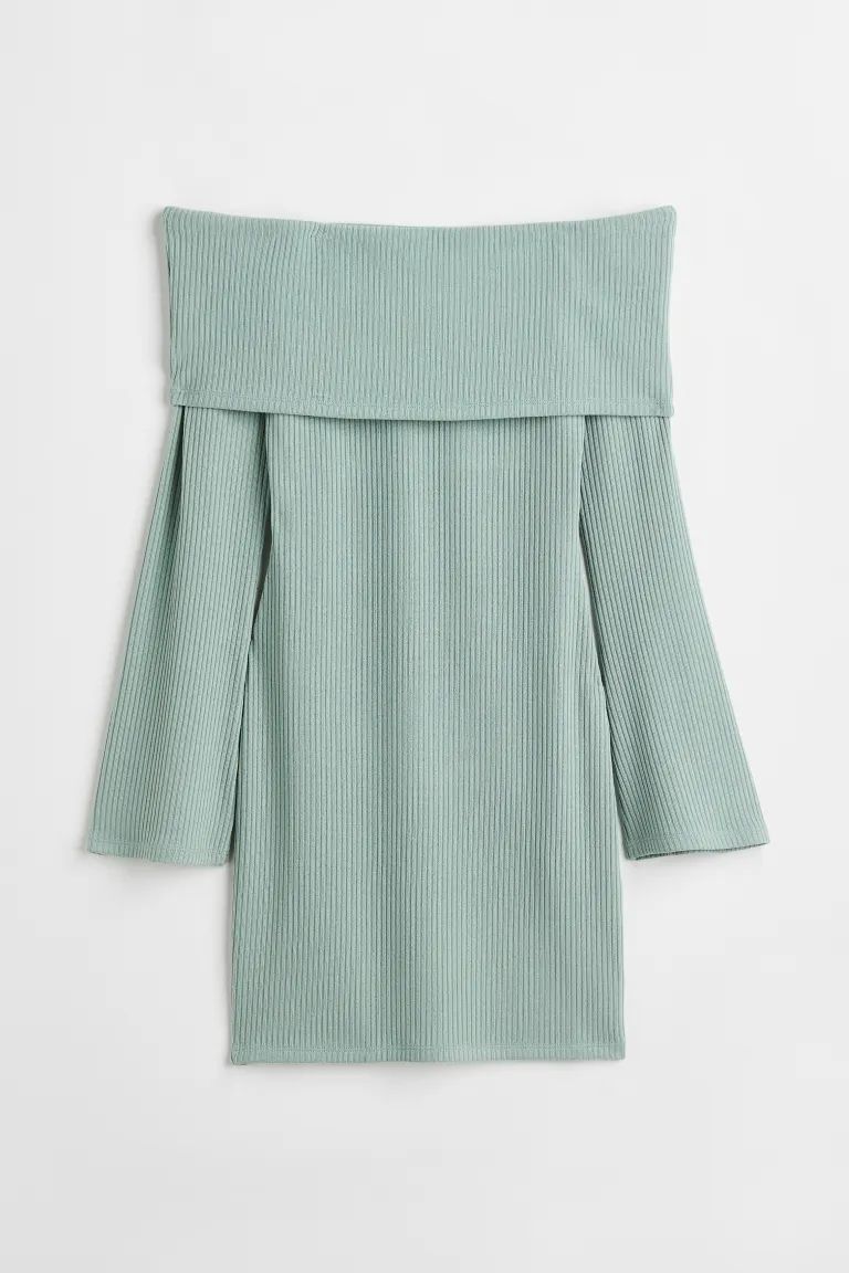 Off-the-shoulder Ribbed Dress | H&M (US)