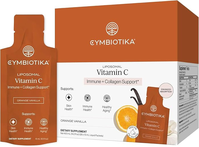 CYMBIOTIKA Liposomal Vitamin C Supplement, Immune Health, Skin Health, Healthy Aging, Enhanced Ab... | Amazon (US)
