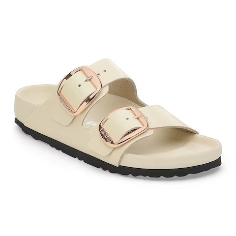 Arizona Big Buckle Natural Leather Patent High Shine Ecru | BIRKENSTOCK | Birkenstock USA