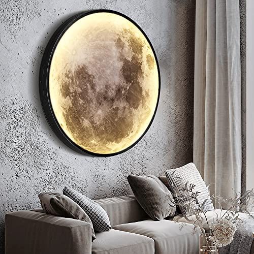 Dimmable Moon Wall Light 31.5 inch Wall Light with Remote Control Plug-in Modern LED Wall Light, ... | Amazon (US)