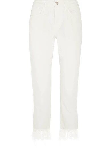 3x1 - Wm3 Crop Fringe Mid-rise Straight-leg Jeans - White | NET-A-PORTER (US)