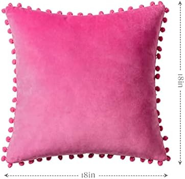 Ashler HOME DECO Throw Pillow Covers with Pom Poms Soft Particles Velvet Solid Cushion Covers 18 ... | Amazon (US)