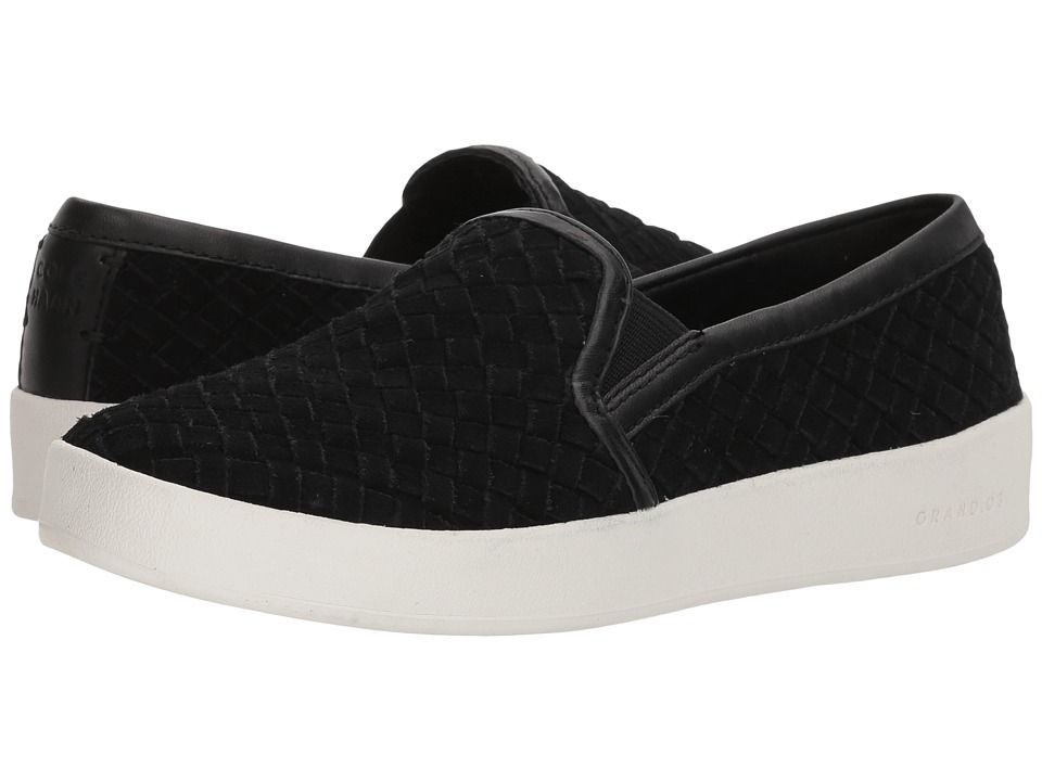 Cole Haan - Grandpro Spectator Slip-On (Black Woven Suede/Black Leather/Optic White) Women's Shoes | Zappos
