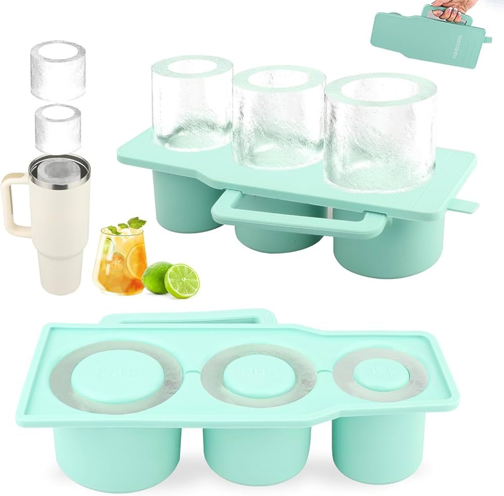 Silicone Ice Cube Tray with Lid for 30-40 oz Tumbler Cups, Easy Release Ice Cube Mold for Freezer... | Amazon (US)
