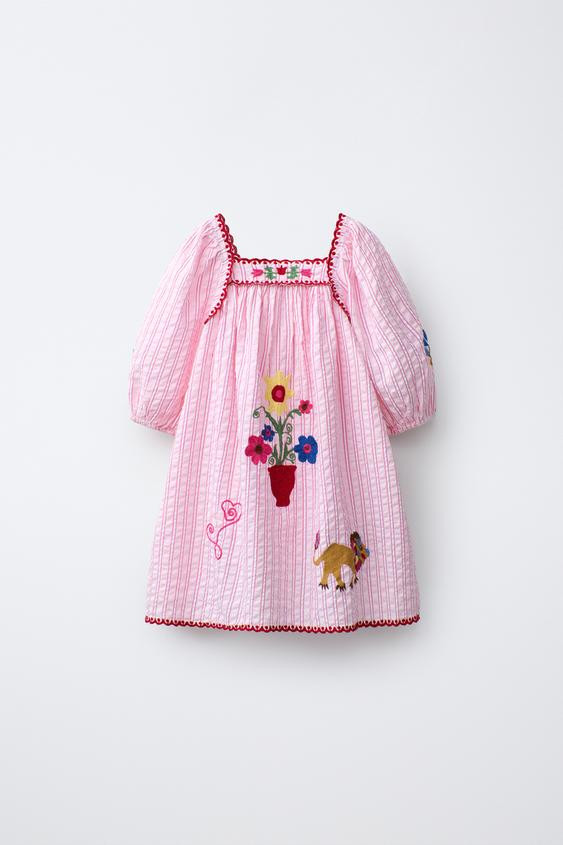 EMBROIDERED STRIPED DRESS SISSEL EDELBO X ZARA KIDS | Zara US