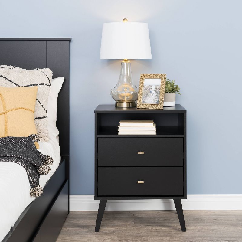 Mid Century Modern 2 Drawer Tall Nightstand with Shelf - Prepac | Target