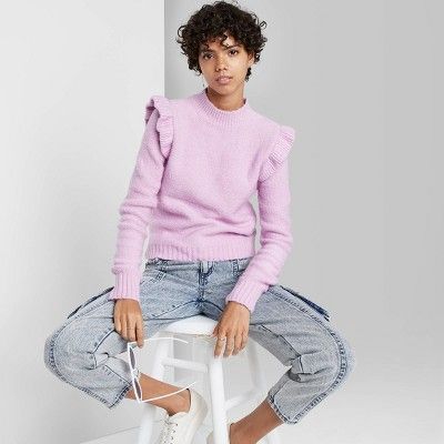 Women's Mock Turtleneck Ruffle Pullover Sweater - Wild Fable™ | Target