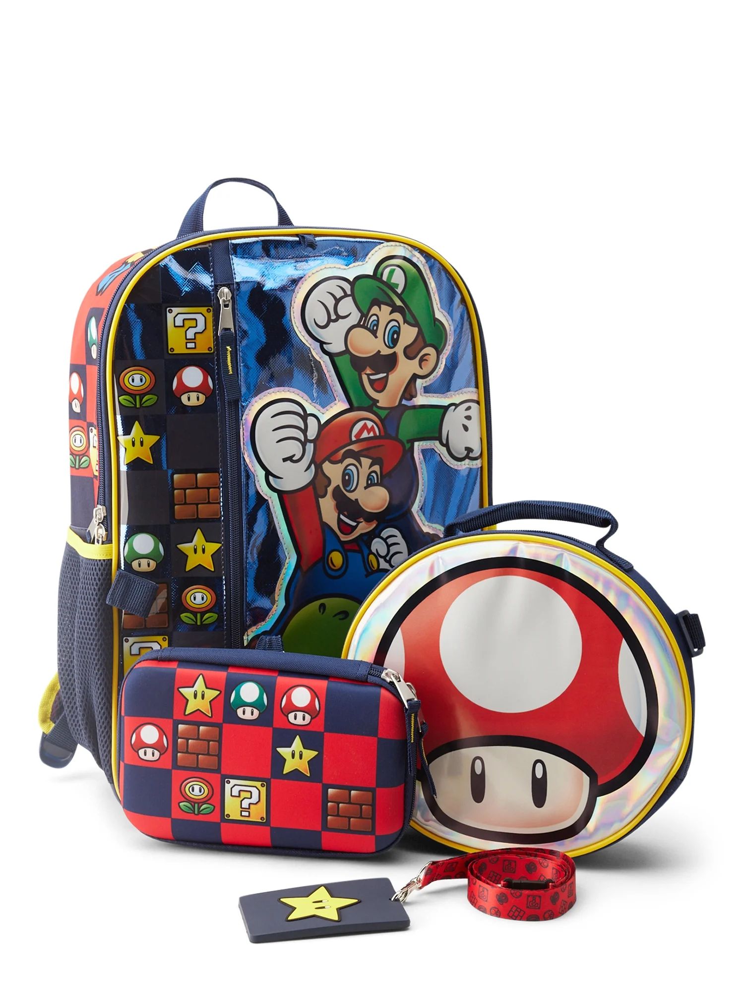 Nintendo Here We Go Boys 17" 4-Piece Backpack Set with Lunch Bag - Blue | Walmart (US)