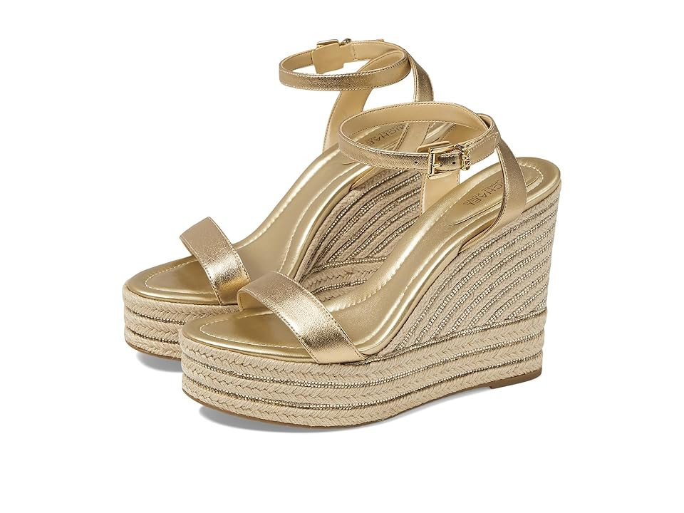 MICHAEL Michael Kors Leighton Wedge Women's Shoes Pale Gold : 9.5 M, Leather | Zappos