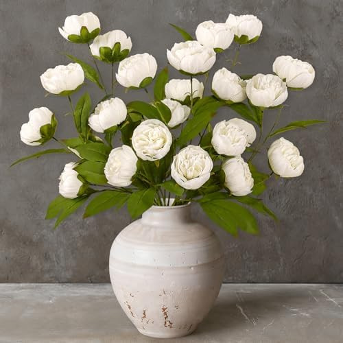 27inch Peony Artificial Flowers for Vase, 6Pcs White Faux Peonies Branch with Long Stem Silk Flow... | Amazon (CA)