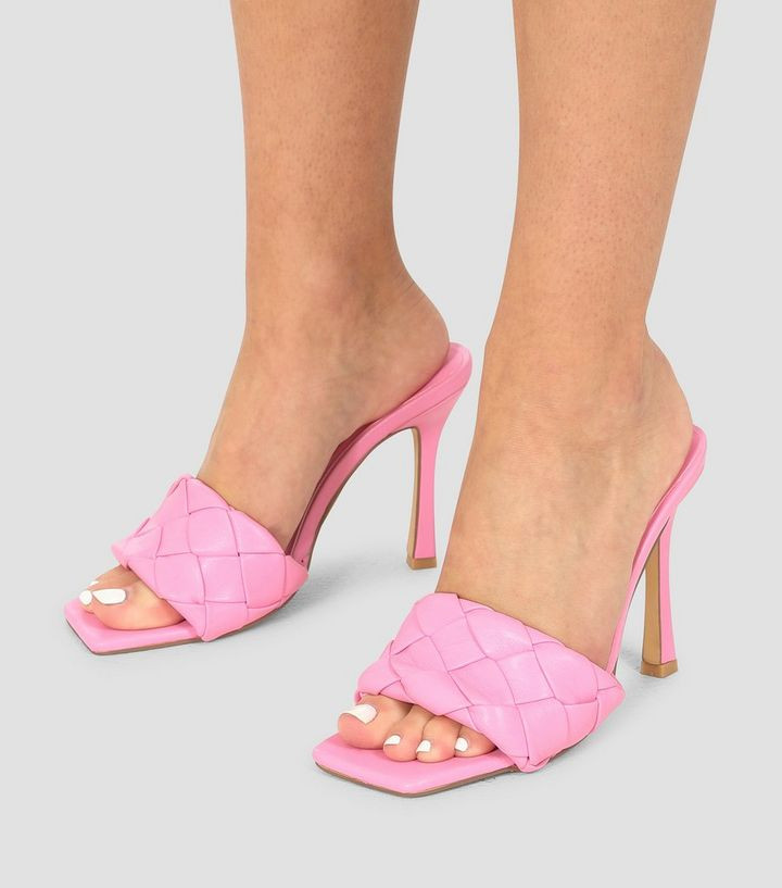 London Rebel Mid Pink Woven Stiletto Heel Mules
						
						Add to Saved Items
						Remove from... | New Look (UK)