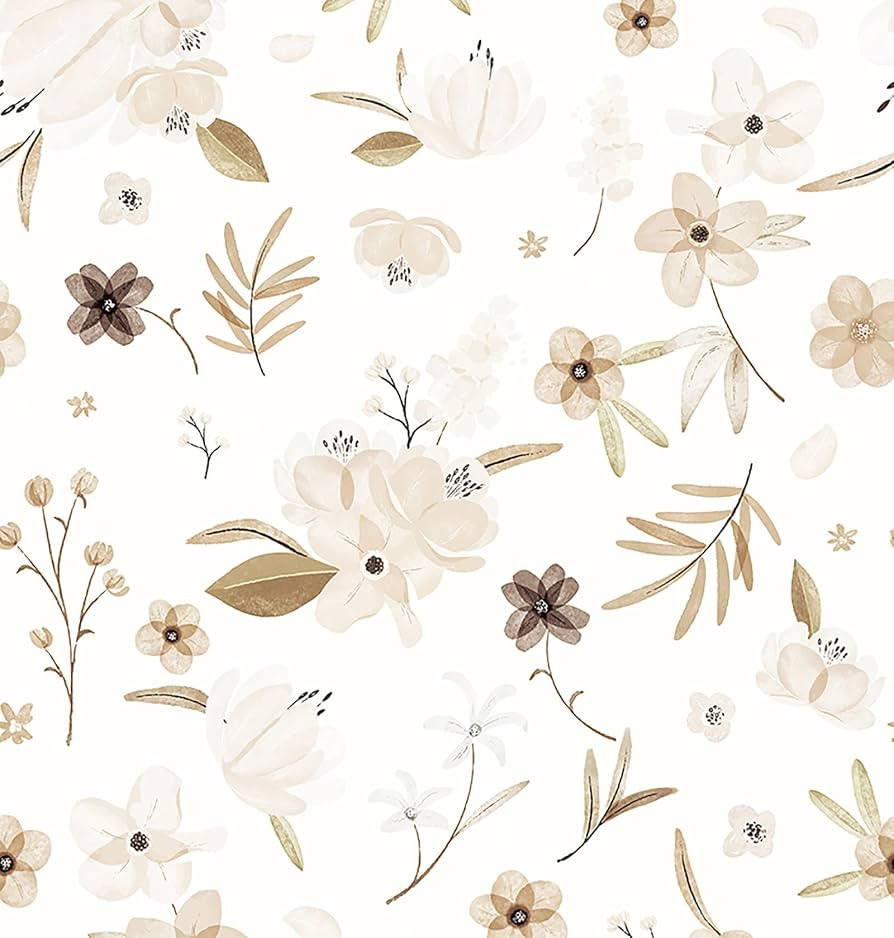HueBurst 17.3"x118" Warm White Peel and Stick Wallpaper Autumn Floral and Leaf Wallpaper Self Adh... | Amazon (US)