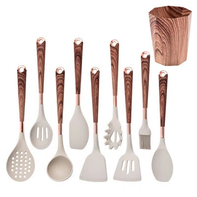10-Piece Silicone And Stainless Steel Kitchen Utensil Set - Cooking Spatulas, Spoons, And Ladle In Scandinavian Design | Wayfair North America