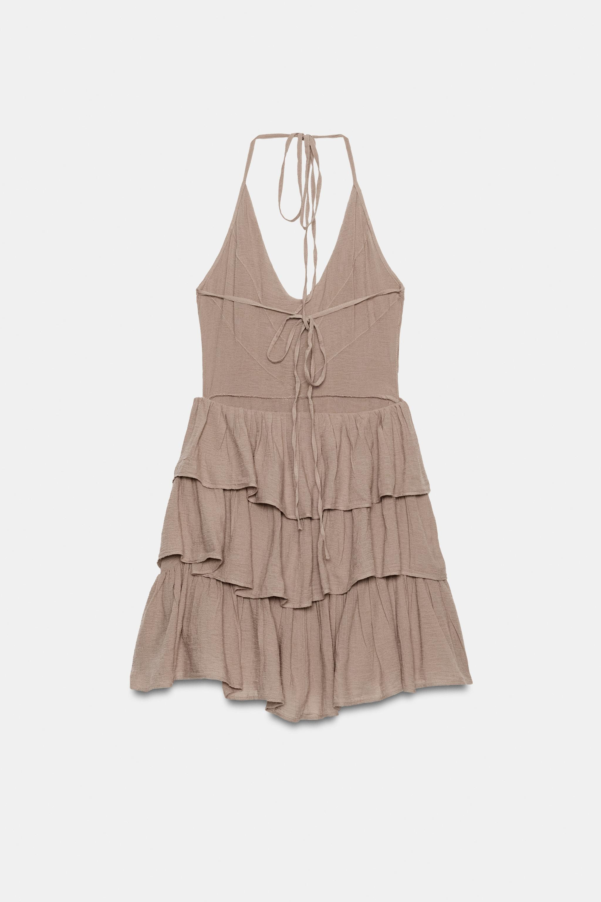 CHIFFON HALTERNECK DRESS WITH RUFFLES | Zara UK