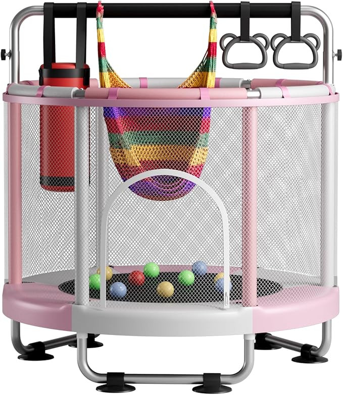 55" Trampoline for Kids with Enclosure, 440lbs Capacity Indoor & Outdoor Toddler Trampoline with ... | Amazon (US)