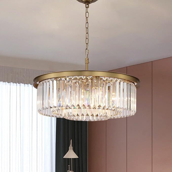 GMlixin Crystal Chandelier Pendant Ceiling Lights Gold Chandeliers Lighting Fixture for Dining Li... | Amazon (US)