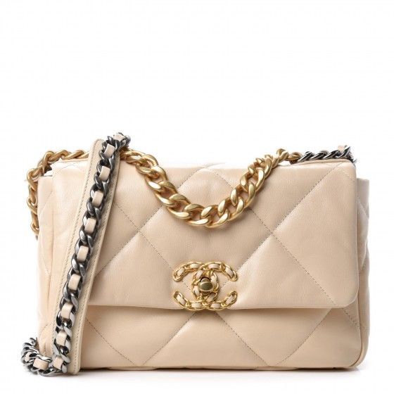 Goatskin Quilted Medium Chanel 19 Flap Beige | Fashionphile