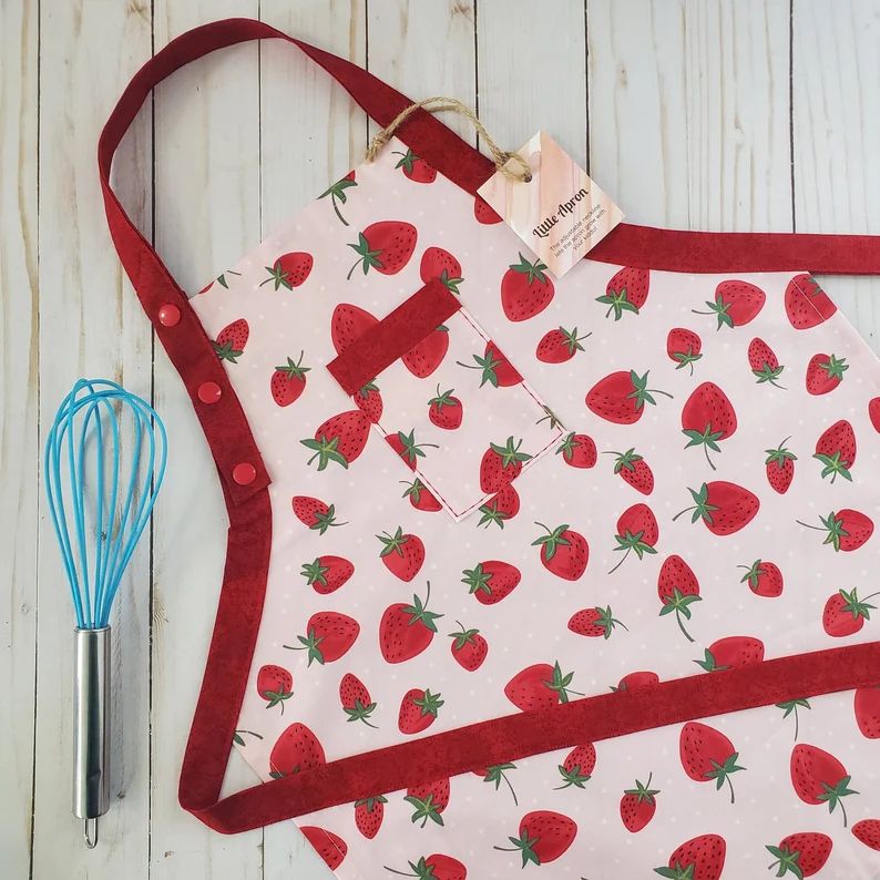 Child Strawberry Apron Cooking Garden Art Crafts Kid - Etsy | Etsy (US)