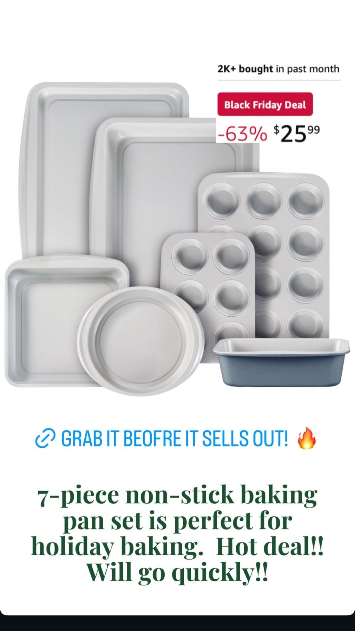 7 piece non stick set on sale $25.99
Originally $69.99

#LTKGiftGuide #LTKHoliday