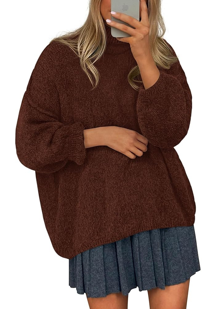 PRETTYGARDEN Oversized Sweaters for Women Fall Clothes 2025 Long Sleeve Mock Neck Tops Chunky Kni... | Amazon (US)