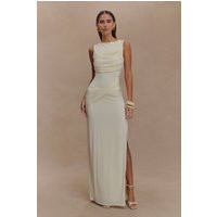 Henley Slinky Drape Maxi Dress / Ivory | MESHKI | M | MESHKI US