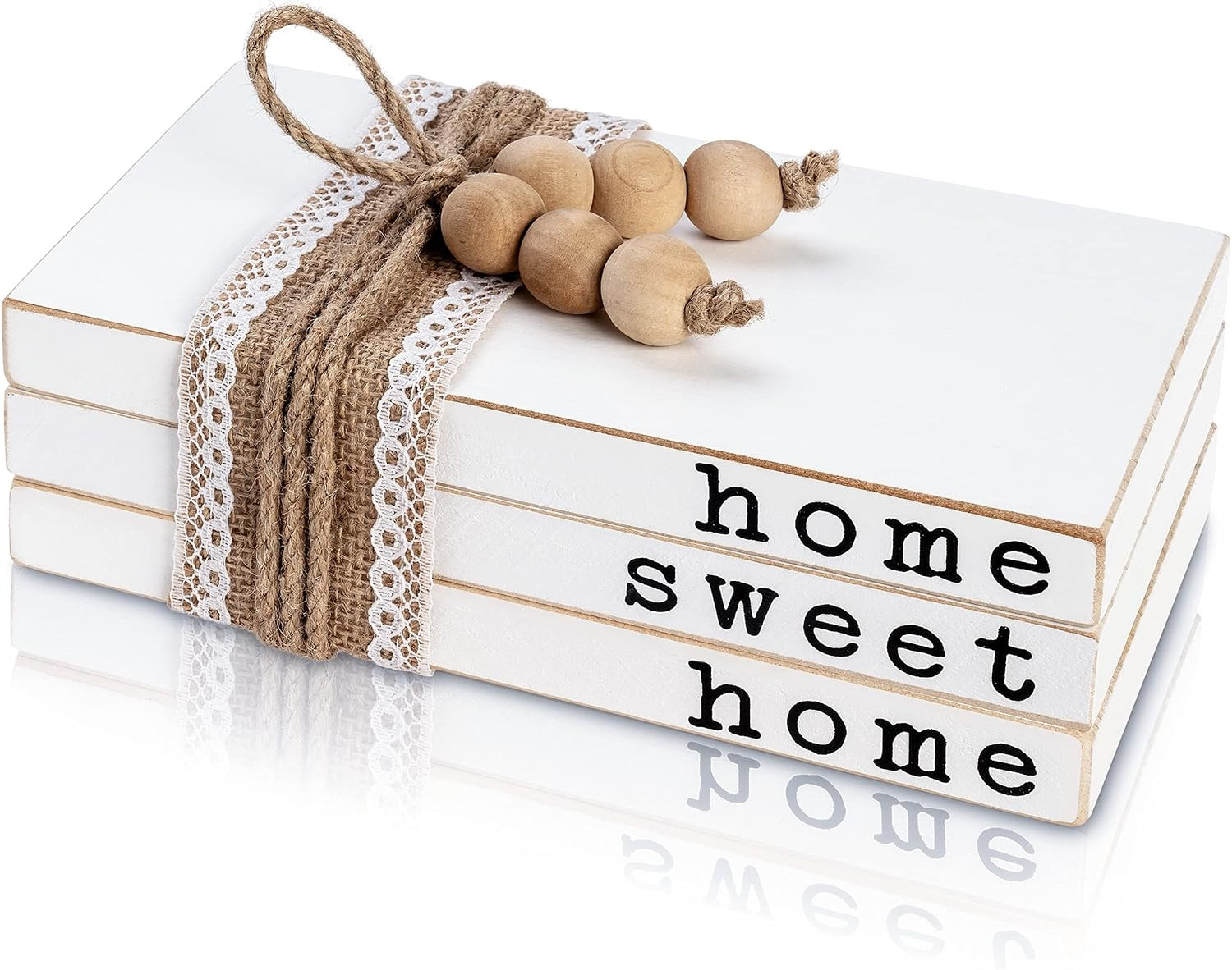 Wooden Decorative Books for Your Home Sweet Home - Farmhouse Book Decor for Fireplace Mantle - Stack | Amazon (US)