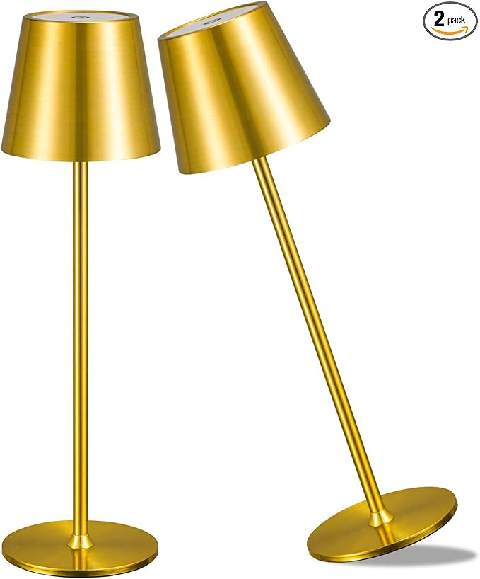 2 Pack Cordless Table Lamp,Portable LED Desk Lamp, 6000mAh Battery Operated, 3 Color Stepless Dim... | Amazon (US)