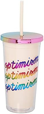 ban.do Deluxe Sip Sip Insulated Tumbler With Reusable Silicone Straw, 20 Ounces, Optimism Optimis... | Amazon (US)
