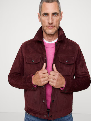Oiled Suede Trucker Jacket | Banana Republic (US)