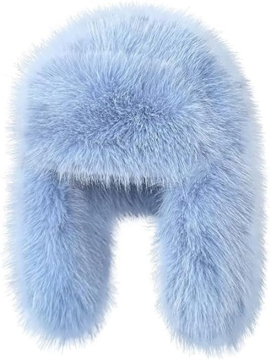 Luxurious Faux Mink Fur Ladies Trapper Hat，Pure Color Simplistic Women’s Winter Hat，Furry U... | Amazon (US)