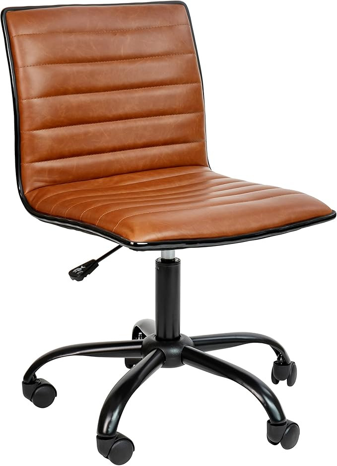 Flash Furniture Alan Low-Back Ribbed Upholstered Vinyl Swivel Desk Chair with Padded Seat, Modern... | Amazon (US)
