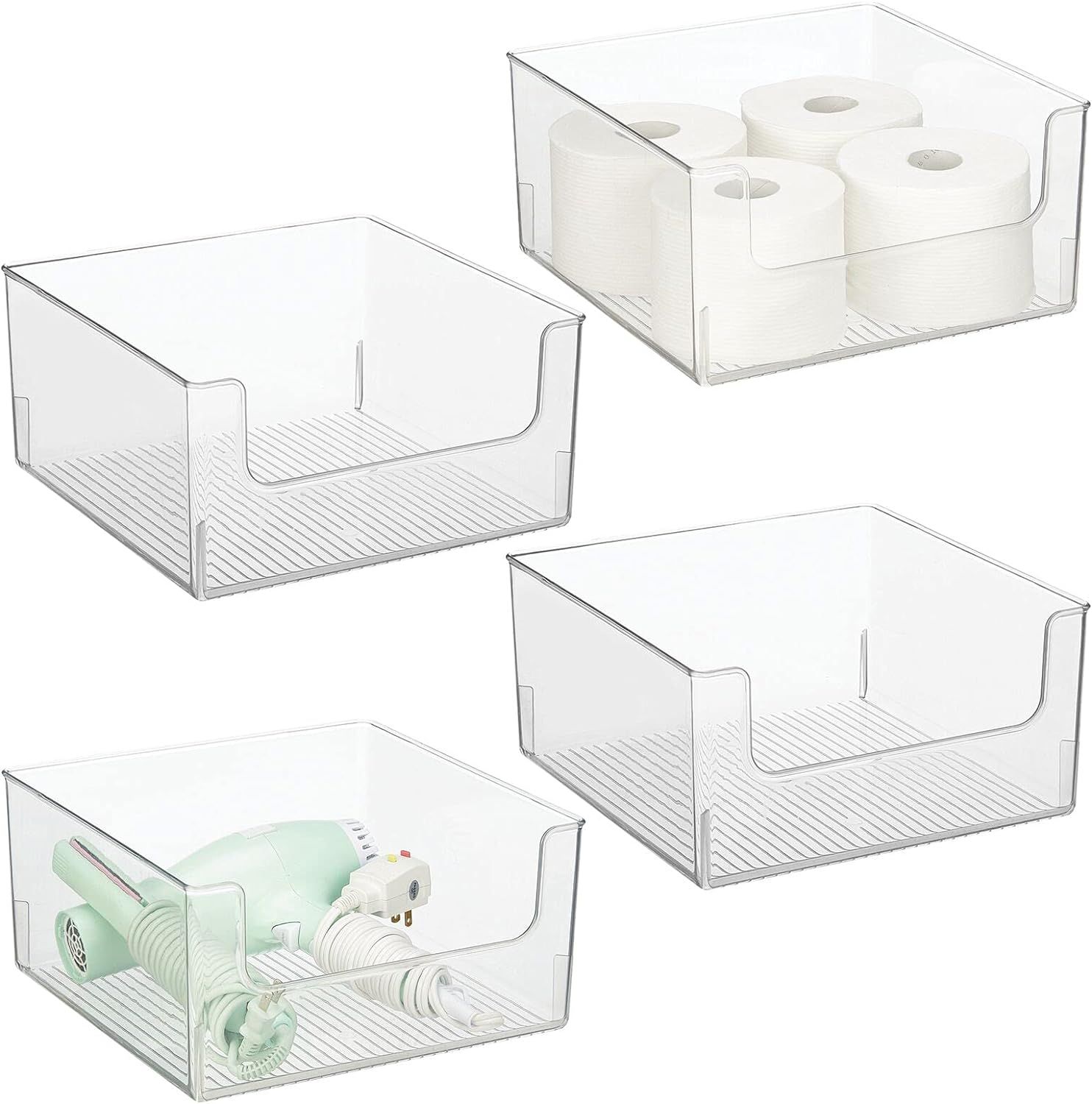 mDesign Modern Wide Plastic Open Front Dip Storage Organizer Bin Basket for Bathroom Organization... | Amazon (US)