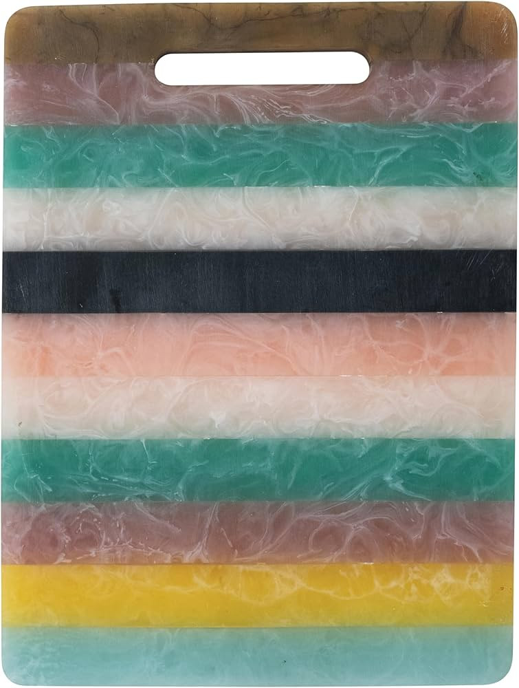 Creative Co-Op Marbled Resin Striped Cheese and Serving Board with Handle, Multicolor | Amazon (US)