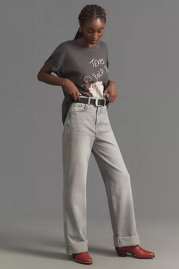 The Austyn High-Rise Full-Length Cuffed Wide-Leg Jeans by Pilcro | Anthropologie (US)