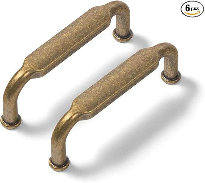 Goo-Ki 6 Pack 3 Inch （76mm） Hole Center Cabinet Pulls Antique Brass Zinc Alloy Kitchen Drawer... | Amazon (US)