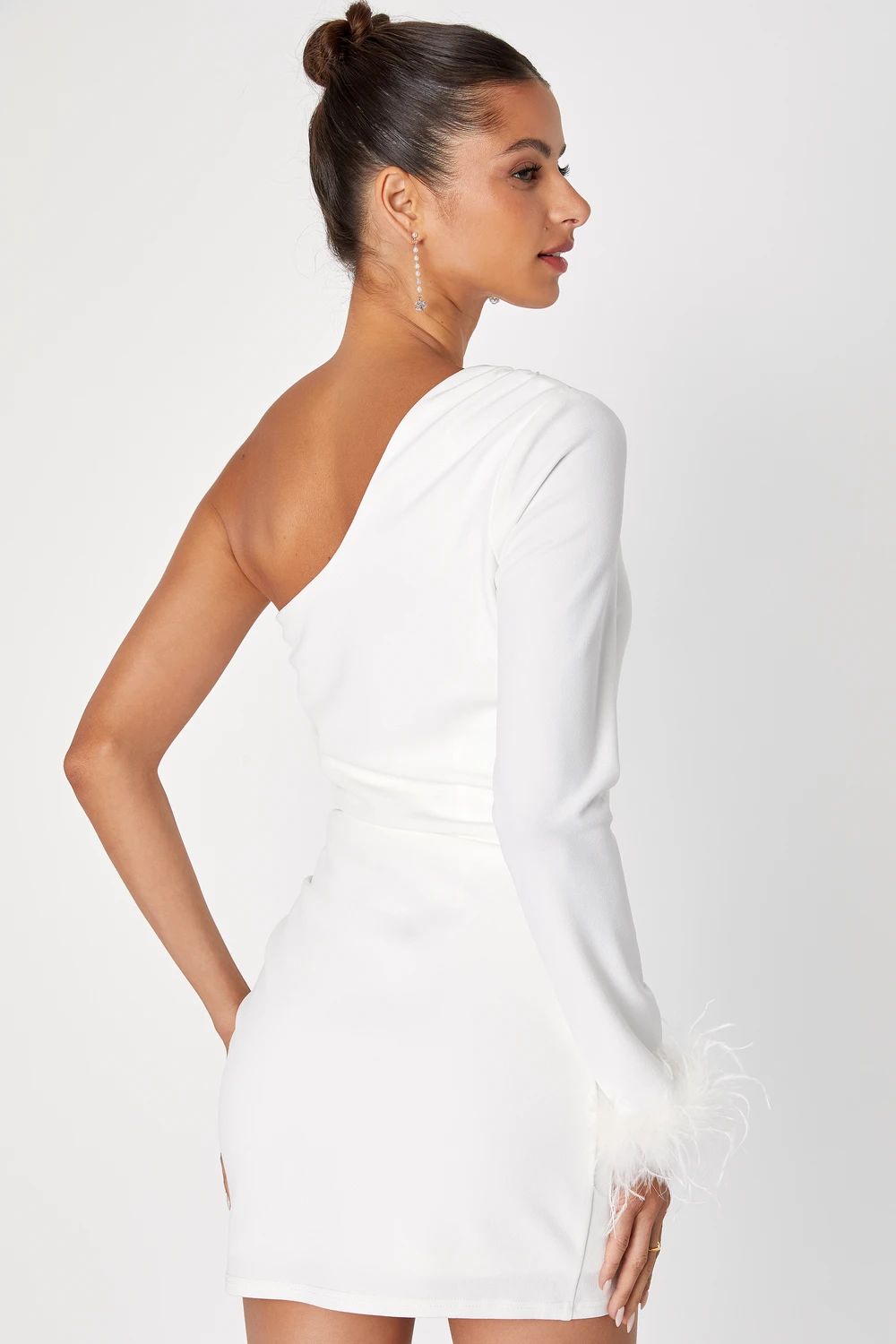 Fabulous Romance White One-Shoulder Feather Mini Dress | Lulus (US)